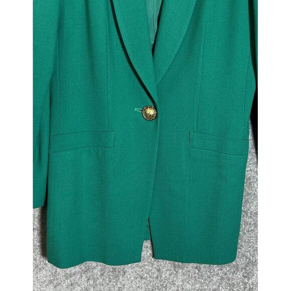 Vintage KASPER for ASL Wool Blazer Womens Size 8 Green One Button Lined - Picture 5 of 8